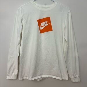 Nike Orange Box Logo Long Sleeve Shirt Medium Off White